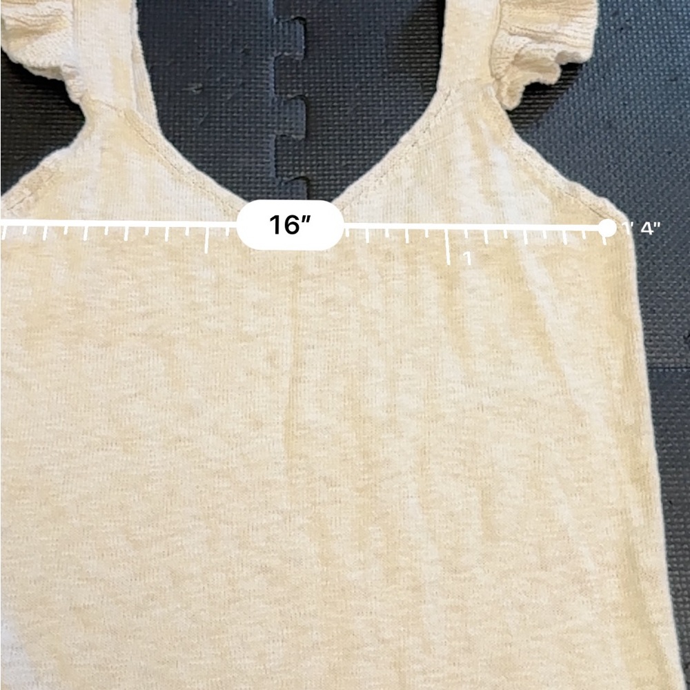 LOFT Cream Ruffled Flutter Sleeve Tank Top - Picture 5 of 6